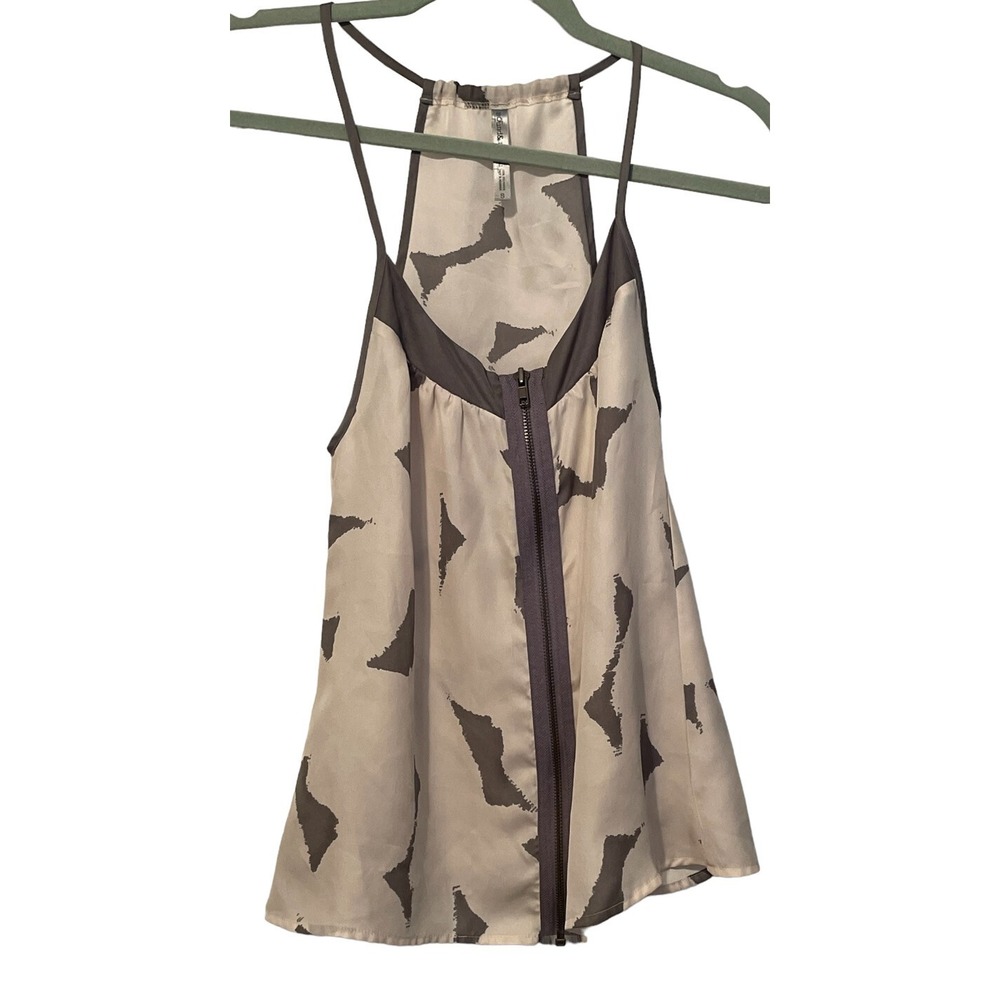 Women's Small Flowy Summer Top Geometric Print Full Zip Lightweight Fast Ship‎ - Picture 3 of 7